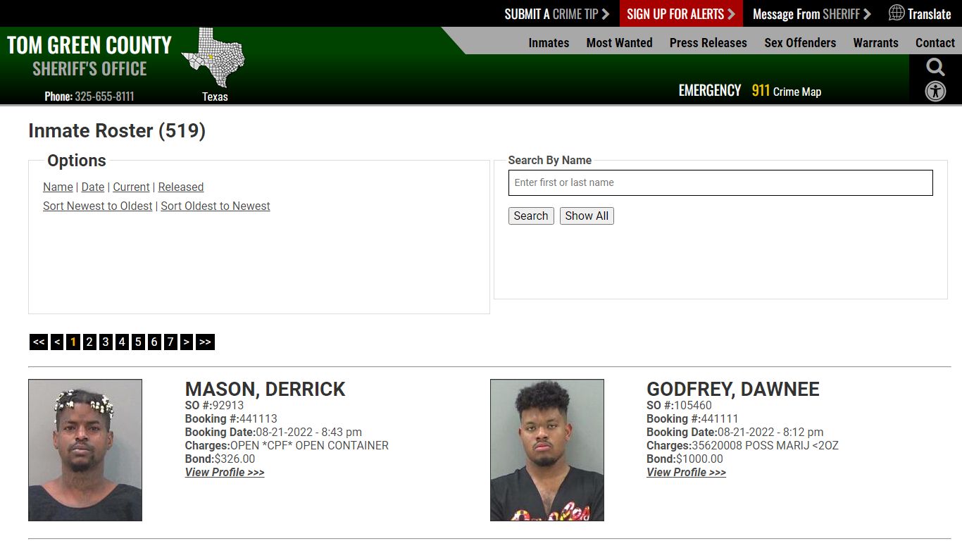Inmate Roster - Current Inmates Booking Date Descending - Tom Green ...