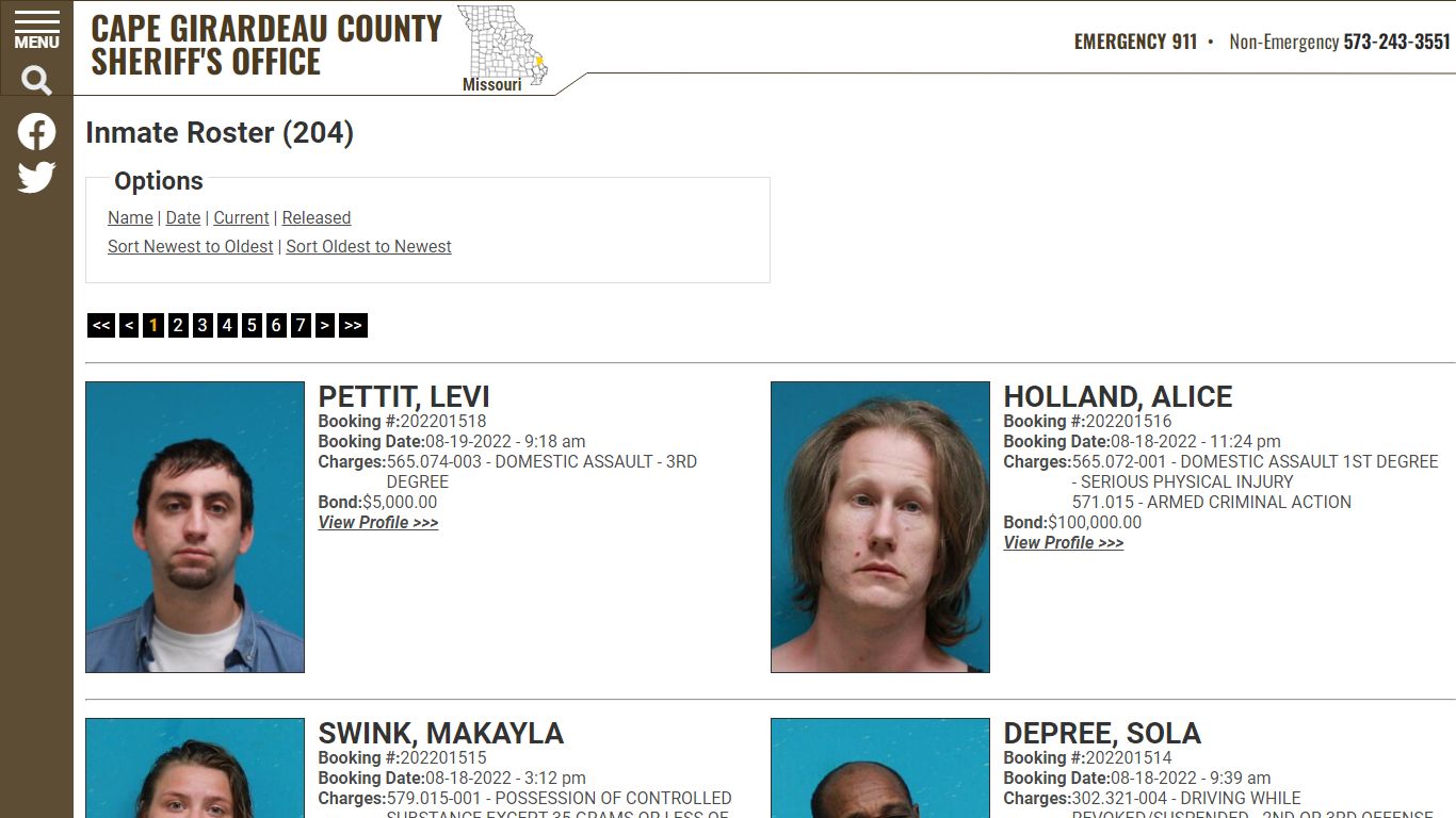 Inmate Roster - Current Inmates Booking Date Descending - Cape ...